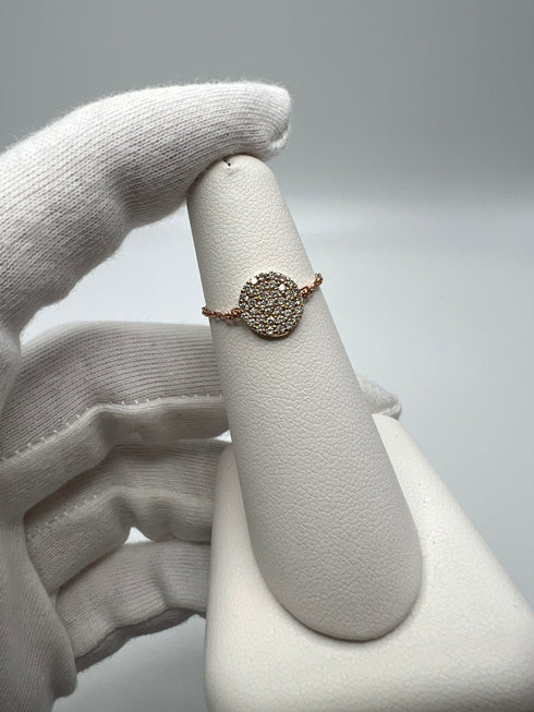 18k Rose Gold Diamond Circle Chain Ring